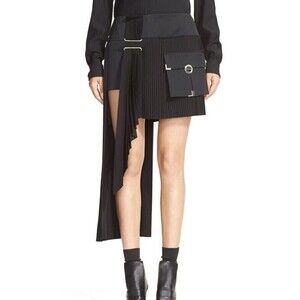ANTHONY VACCARELLO Cargo Pocket  Pleated Assymetric Mini Skirt Women's Sz FR 40